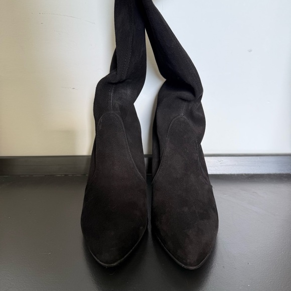 Stuart Weitzman black suede Tiemodel over-the-knee high heel boots - size 7.5 - Picture 7 of 8